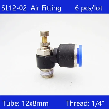 

6 pcs of SL12-02 free shipping, 12mm Push In to Connect Fitting 1/4" Thread Pneumatic Speed Controller SL12-02