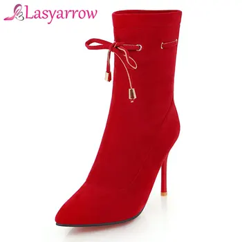 Lasyarrow Elastic Mid Calf Boots Women Sexy Women's Stiletto Boots High Heels Pointed Toe Half Boots Black Red Flock Shoes Woman
Lasyarrow Elastic Mid Calf Boots Women Sexy Women's Stiletto Boots High Heels Pointed Toe Half Boots Black Red Flock Shoes Woman