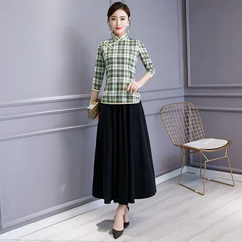 Green Vintage Chinese Blouse Skirt Sets Womens Shirt Mandarin Collar 2pc cheongsam Clothing Summer Short Qipao Dress S-3XL
Green Vintage Chinese Blouse Skirt Sets Womens Shirt Mandarin Collar 2pc cheongsam Clothing Summer Short Qipao Dress S-3XL
