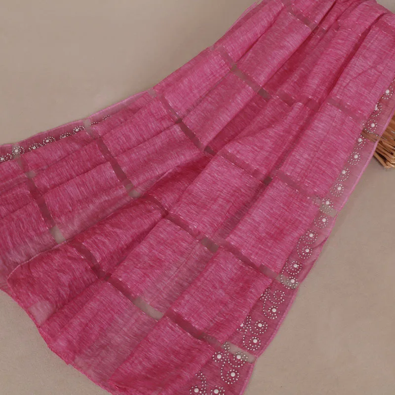 Spring Summer Women Light Cotton Barrege Scarf Hollow Out Lace Rhinestone Pearls Shawl Hijab Head Wraps Scarves Head Coverings
Spring Summer Women Light Cotton Barrege Scarf Hollow Out Lace Rhinestone Pearls Shawl Hijab Head Wraps Scarves Head Coverings