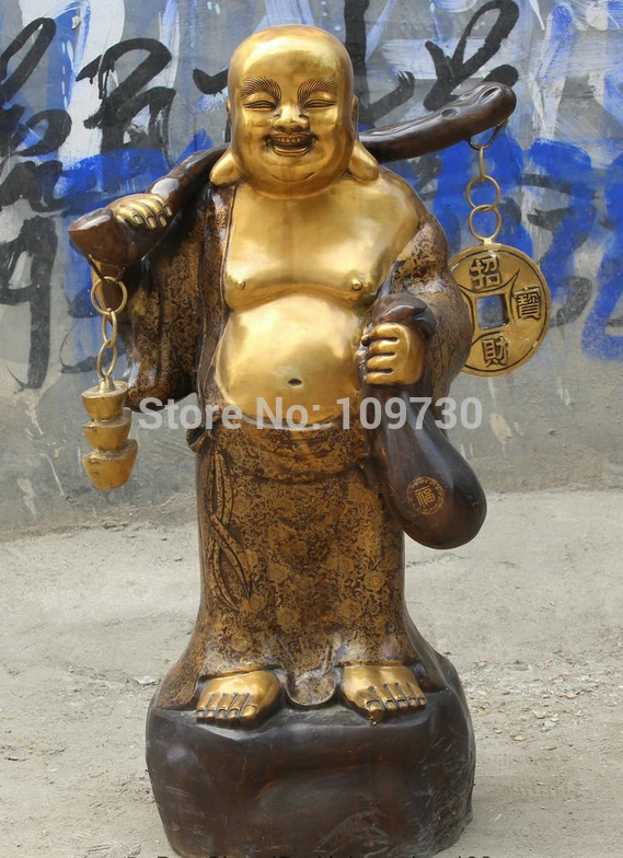 001810 Chinese Bronze Happy Laugh Maitreya Buddha Money Bag Ri Yi Coin Rich Statue
001810 Chinese Bronze Happy Laugh Maitreya Buddha Money Bag Ri Yi Coin Rich Statue