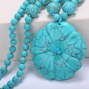 5*5cm Natural Crystal Necklace Turquoise Flower Pendant Blue Big Heal Point Chakra Stone Water Drop Pendant For Women Necklace
5*5cm Natural Crystal Necklace Turquoise Flower Pendant Blue Big Heal Point Chakra Stone Water Drop Pendant For Women Necklace