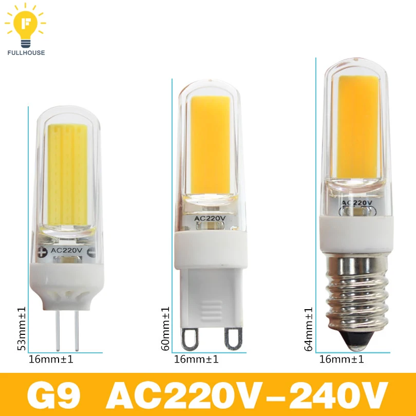 

220v 3w 6w 9w 10w 12w g4 led lamp e14 lampada g4 cob led 12v light replace 360 Beam Angle Halogen Chandelier g9 led bulb
