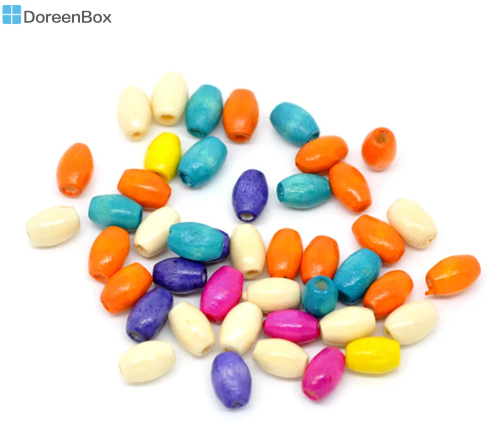 Doreen Box hot- 1000 Mixed Dyed Oval Tube Wood Spacer Beads 8x5mm (B11018)