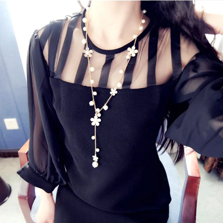 Korean version of the wild sweater chain necklace Necklace pearl flower accessories fashion accessories
Korean version of the wild sweater chain necklace Necklace pearl flower accessories fashion accessories