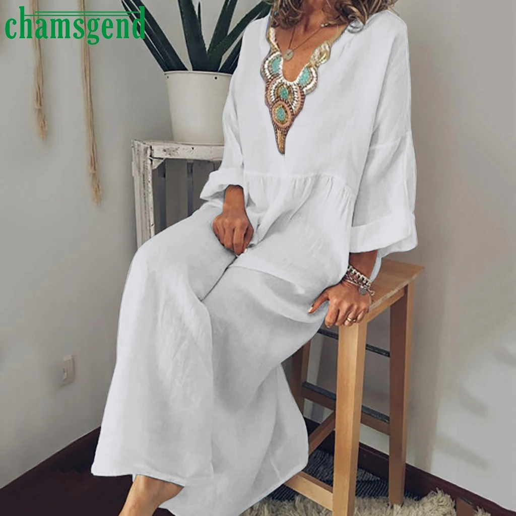 Chamsgend size 5xl summer Dress women Long Sleeve Loose Linen Dresses Sundress Female Sexy V-Neck Long Dress robe Vestido #4Z
Chamsgend size 5xl summer Dress women Long Sleeve Loose Linen Dresses Sundress Female Sexy V-Neck Long Dress robe Vestido #4Z