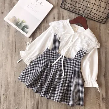 Spring Fashion Baby Girl Clothes Cotton Long Sleeve White Blouse+plaid Overall Dress 2pcs Bebes Princess Baby Girl Clothing Suit
Spring Fashion Baby Girl Clothes Cotton Long Sleeve White Blouse+plaid Overall Dress 2pcs Bebes Princess Baby Girl Clothing Suit