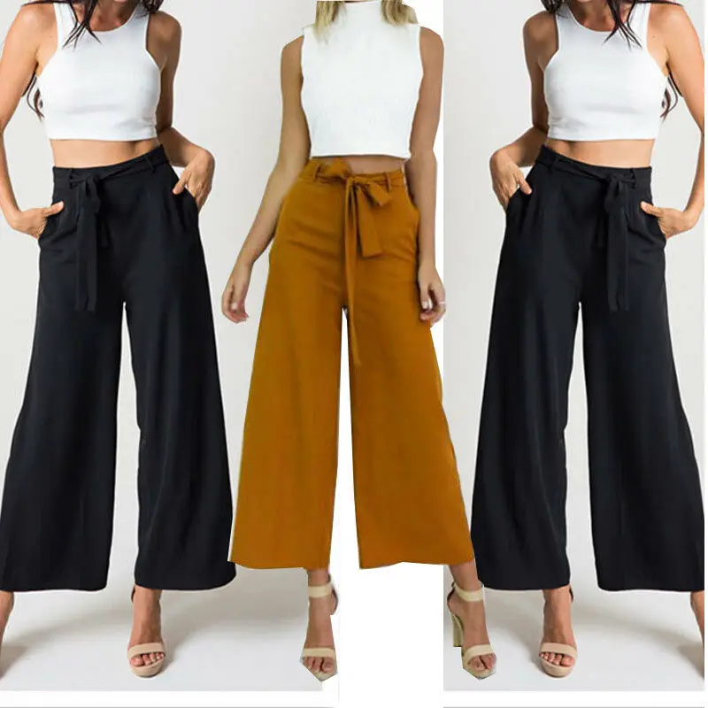 New Fashion Women High Waist Wide Pants Leg Long Trousers Fashion Womens Palazzo Pants Culottes Loose Elegant Pants Dropshipping
New Fashion Women High Waist Wide Pants Leg Long Trousers Fashion Womens Palazzo Pants Culottes Loose Elegant Pants Dropshipping
