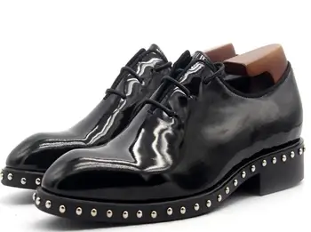 Simple formal Oxford bright black leather shoes lace-up rivet men shoes men casual shoes
Simple formal Oxford bright black leather shoes lace-up rivet men shoes men casual shoes