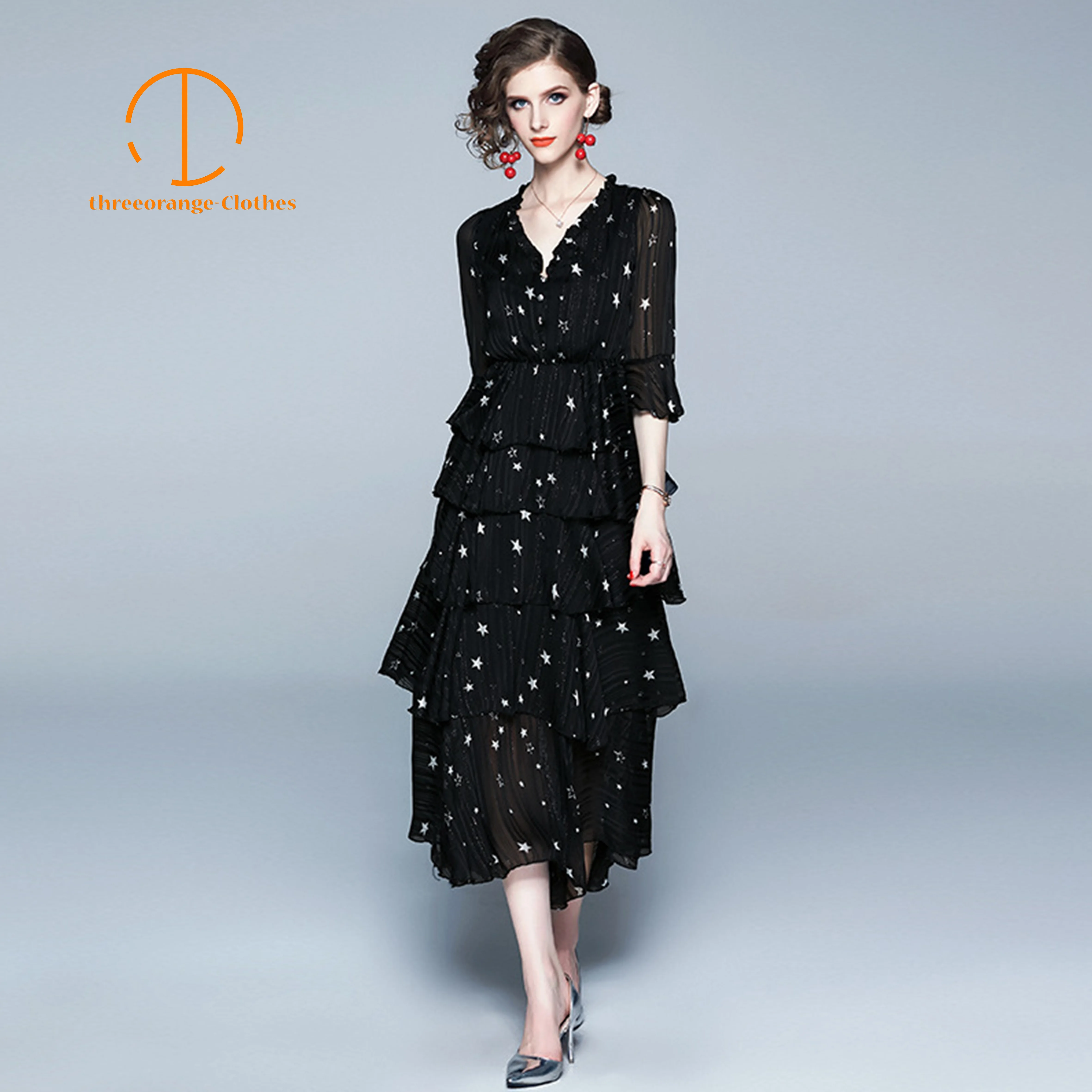 Summer Chiffon Party Dress Women Lotus Leaf Hemline Long Sleeve V neck large bottom Vintage Bohemian Chic maxi dresses Vestidos
Summer Chiffon Party Dress Women Lotus Leaf Hemline Long Sleeve V neck large bottom Vintage Bohemian Chic maxi dresses Vestidos