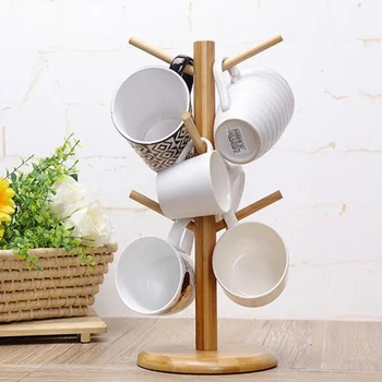DIY wooden tree shape mug Organizer drainer shelf with 6 hooks organization incorporated cup shelf for home decoration
DIY wooden tree shape mug Organizer drainer shelf with 6 hooks organization incorporated cup shelf for home decoration