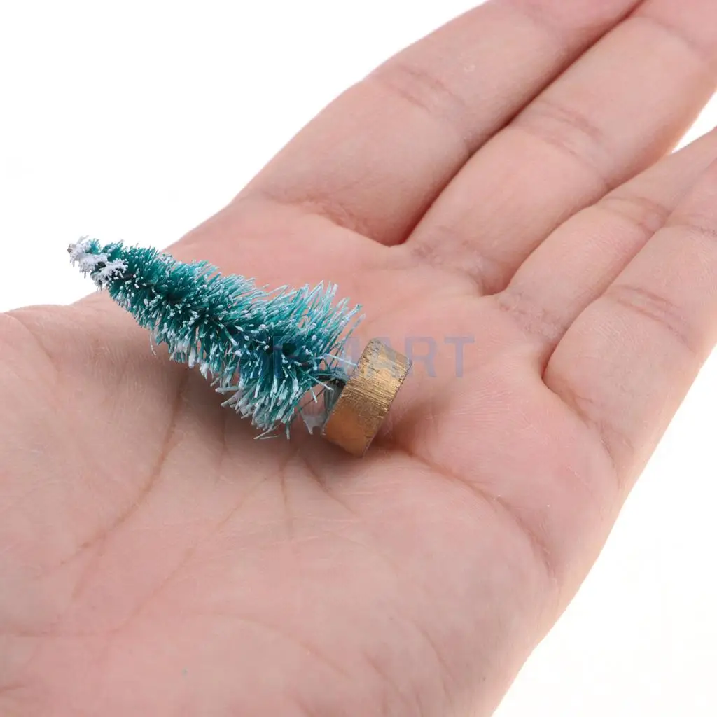 20 Pieces 4cm Christmas Tree Doll Toy Dollhouse Miniature Room Items Xmas Ornaments Accessories Green