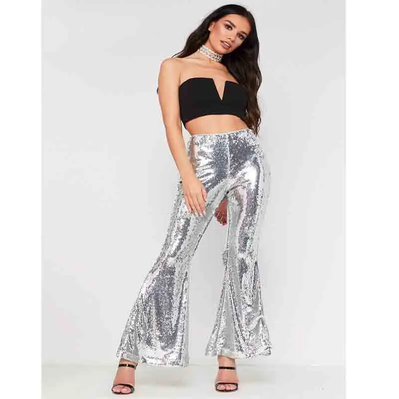 2018 fashion spot women's bell pants spot sexy nightclub women's multi-color sequins trousers Metal trousers versatile style
2018 fashion spot women's bell pants spot sexy nightclub women's multi-color sequins trousers Metal trousers versatile style