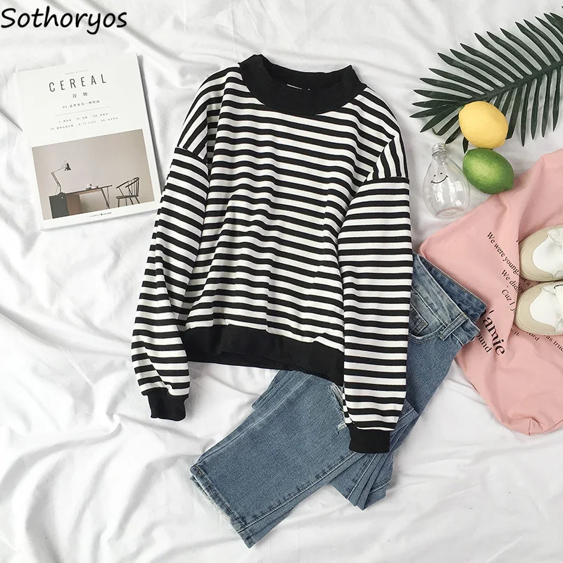 Hoodies Women Simple Retro O-Neck Striped Pullovers Trendy Korean Style Cotton Warm Plus Velvet Sweatshirt Womens Long Sleeve
Hoodies Women Simple Retro O-Neck Striped Pullovers Trendy Korean Style Cotton Warm Plus Velvet Sweatshirt Womens Long Sleeve