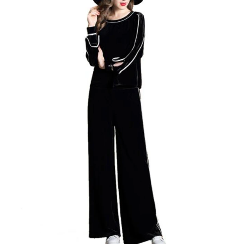 Fashion casual sports wind velvet wide-leg pants two-piece suit large size women's new style
Fashion casual sports wind velvet wide-leg pants two-piece suit large size women's new style