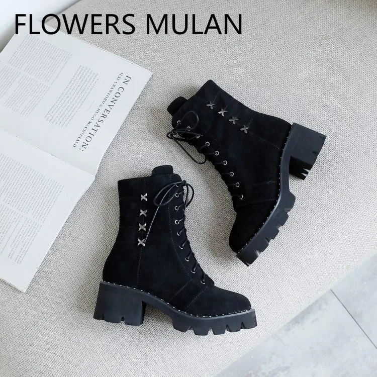 Black Leather Ankle Boots For Women Round Toe Middle Chunky Heel Winter Shoes Woman Cross Tied Ladies Booties Zapatos De Mujer
Black Leather Ankle Boots For Women Round Toe Middle Chunky Heel Winter Shoes Woman Cross Tied Ladies Booties Zapatos De Mujer