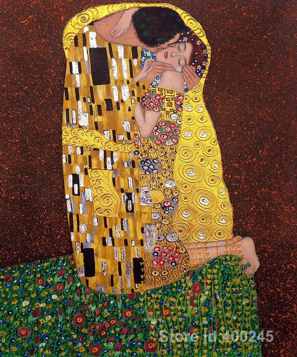 Golden Oil Paintings by Gustav Klimt The Kiss Full View Reproductions Romantic bedroom art Hand painted High quality
Golden Oil Paintings by Gustav Klimt The Kiss Full View Reproductions Romantic bedroom art Hand painted High quality