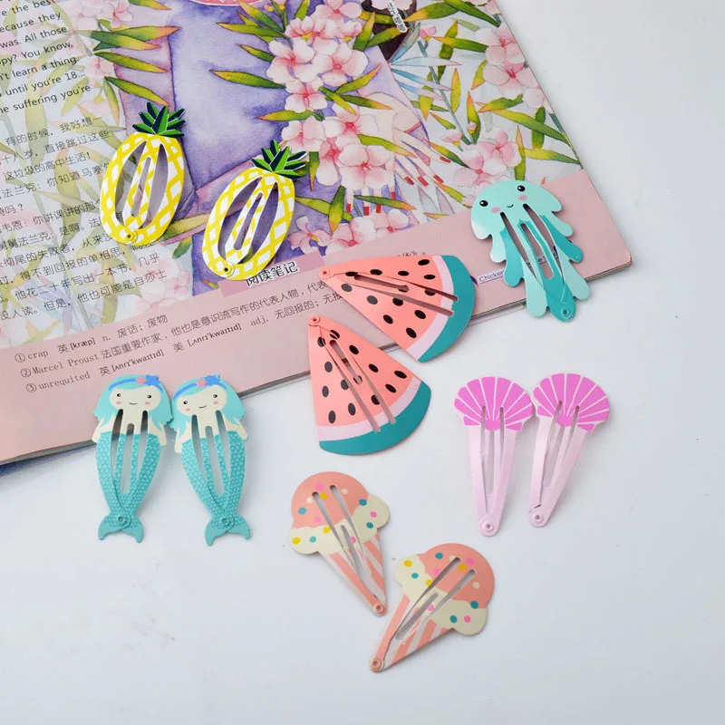 Colorful Cute Fruits Butterfly BB Girls Shell Hair Clip Bows Hairpins Hairgrip Mermaid Head Wear Hair Styling Tool Hair Clips
Colorful Cute Fruits Butterfly BB Girls Shell Hair Clip Bows Hairpins Hairgrip Mermaid Head Wear Hair Styling Tool Hair Clips