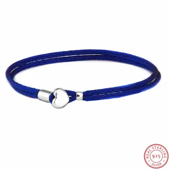 925 Sterling Silver Heart-shaped Clasp Dark Blue Double Moments Fabric Cord Bracelets for Women Jewelry Making Wholesale PL802
925 Sterling Silver Heart-shaped Clasp Dark Blue Double Moments Fabric Cord Bracelets for Women Jewelry Making Wholesale PL802