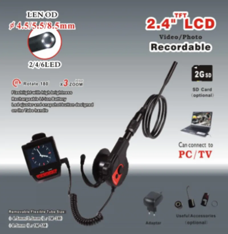 2.4" TFT LCD Monitor 3X Zoom 8.5mm AV Handheld Endoscope Image 180degree Rotation
2.4" TFT LCD Monitor 3X Zoom 8.5mm AV Handheld Endoscope Image 180degree Rotation