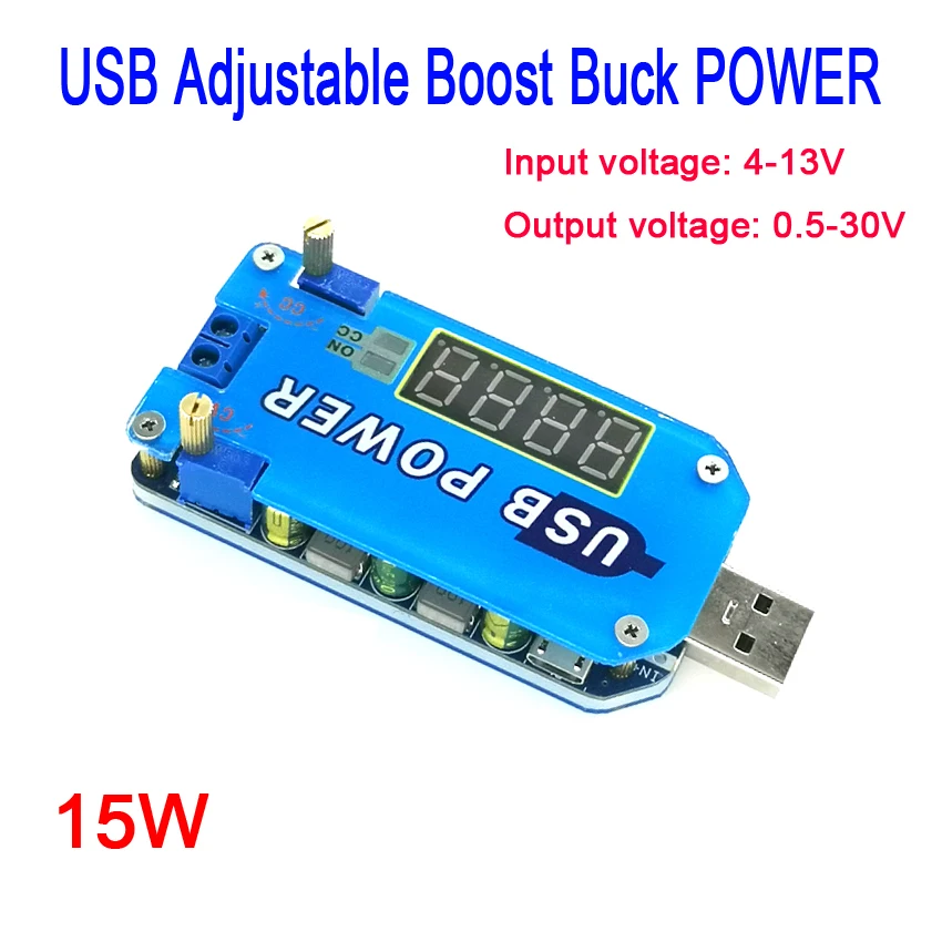 15W 2A USB Adjustable Boost Buck Converter CC CV Power charging module 5V to 3.3V 9V 12V 19V 24V Step UP / Down voltage charger
15W 2A USB Adjustable Boost Buck Converter CC CV Power charging module 5V to 3.3V 9V 12V 19V 24V Step UP / Down voltage charger