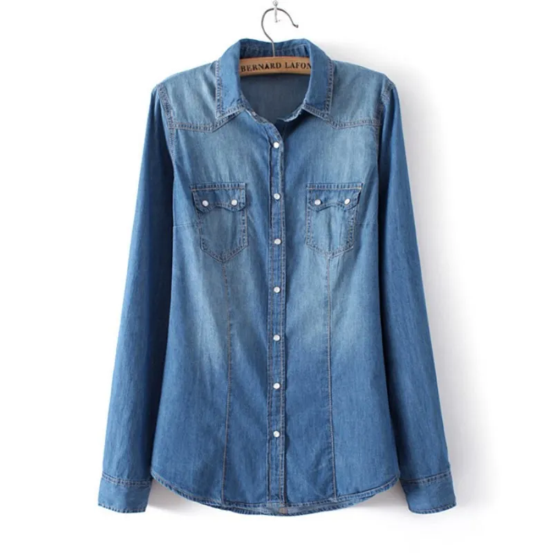 Ladies Denim Shirt Jeans Shirts slim fit Casual Womens Blusas Long Sleeve Vintage Blouse female Cowboy Shirt Spring Clothing
Ladies Denim Shirt Jeans Shirts slim fit Casual Womens Blusas Long Sleeve Vintage Blouse female Cowboy Shirt Spring Clothing