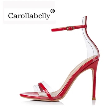 2019 New Summer Women High Heels Cover Heel Sandals Party Ankle Strap Buckle Stilettos Transparent Open Toe shoes Big Size 41
2019 New Summer Women High Heels Cover Heel Sandals Party Ankle Strap Buckle Stilettos Transparent Open Toe shoes Big Size 41