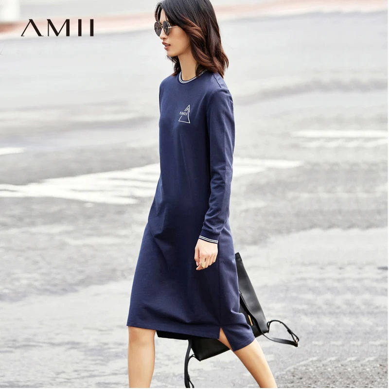 Amii Minimalist Casual Women Dress 2018 Print O Neck Long Sleeve Mid-Calf Dresses
Amii Minimalist Casual Women Dress 2018 Print O Neck Long Sleeve Mid-Calf Dresses