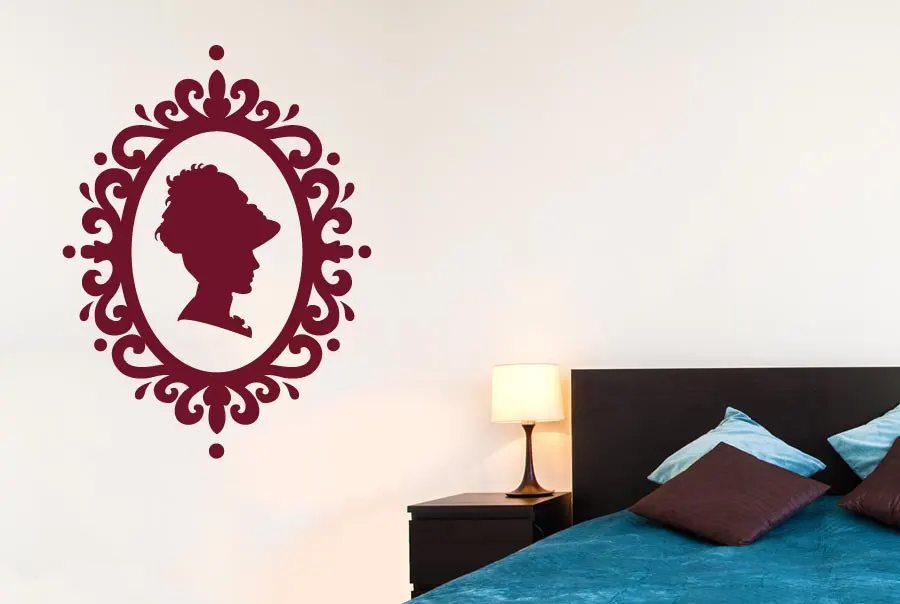 Женская виниловая наклейка на стену съемный интерьер в стиле кантри Силуэт Леди