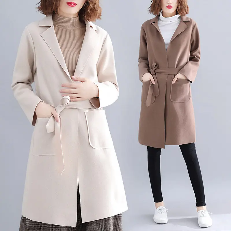 Large Size Women's Clothes Autumn and Winter Korean Loose Long Section Woolen Coat Temperament Lapel Slim casaco feminino f919
Large Size Women's Clothes Autumn and Winter Korean Loose Long Section Woolen Coat Temperament Lapel Slim casaco feminino f919
