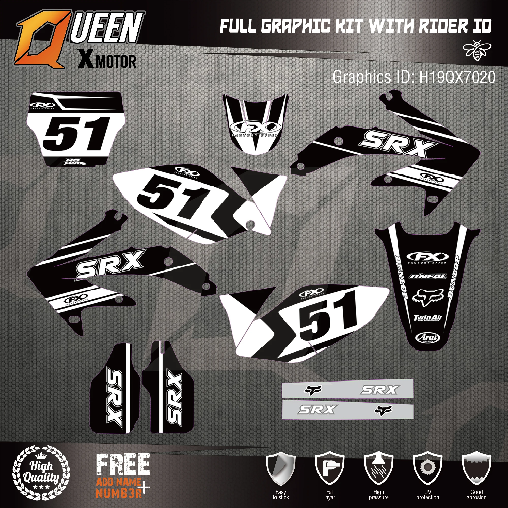 Queen-X Custom Team Graphics Backgrounds Decals 3M Stickers Kit For Honda CRF250R 2004-2005 2006-2007 2008-2009 020
Queen-X Custom Team Graphics Backgrounds Decals 3M Stickers Kit For Honda CRF250R 2004-2005 2006-2007 2008-2009 020