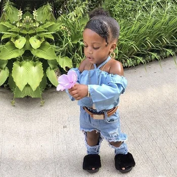 Roimyal Wholesale Spring Summer Girl fashion Denim Suit toddler kids blue top+jeans hole pants 2 pcs clothing sets free shipping
Roimyal Wholesale Spring Summer Girl fashion Denim Suit toddler kids blue top+jeans hole pants 2 pcs clothing sets free shipping