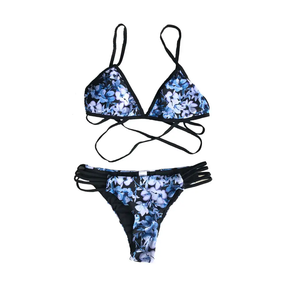 2019 Cute Flower String Lass Bikini Suit Padded 4