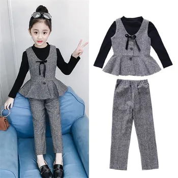Girls Clothes Set Spring Autumn New Brand Fashion Plaid 3pcs 4-12Y Kids long sleeves flower Children Clothing set
Girls Clothes Set Spring Autumn New Brand Fashion Plaid 3pcs 4-12Y Kids long sleeves flower Children Clothing set