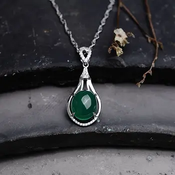 high quality green 925 Silver Genuine natural green chalcedony pendant drop necklace jewelry women girlfriend gift
high quality green 925 Silver Genuine natural green chalcedony pendant drop necklace jewelry women girlfriend gift