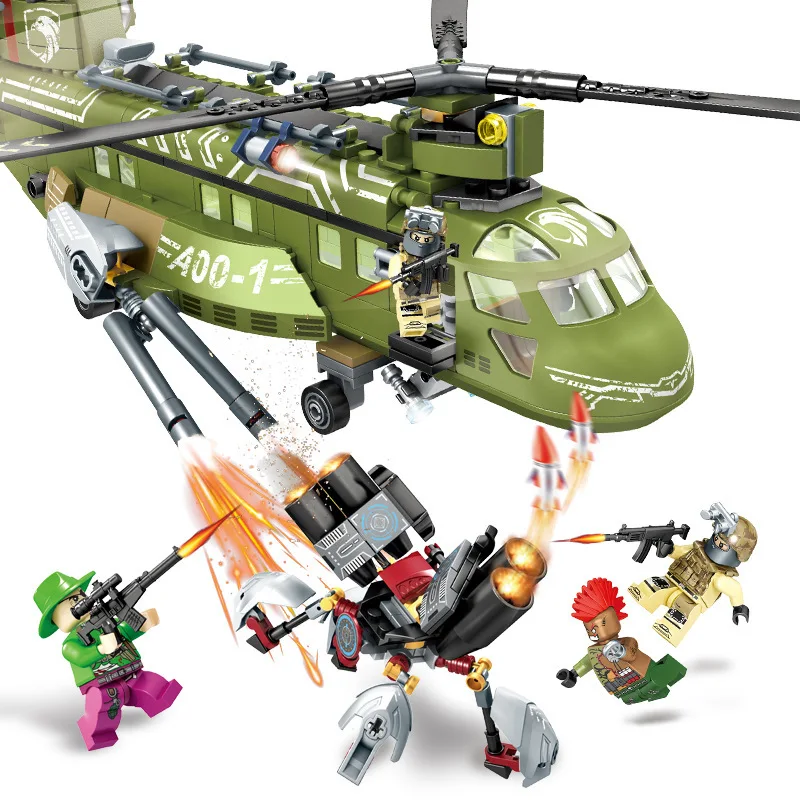 506pcs Military Series Block Black Gold model Building Blocks Helicopter Army Bricks Children figure toys Compatible
506pcs Military Series Block Black Gold model Building Blocks Helicopter Army Bricks Children figure toys Compatible