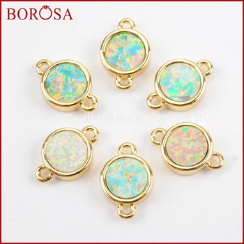BOROSA 10PCS New Round Gold Color White Japanese Opal Bezel Connectors Double Charms Man-made Opal Connector for Jewelry ZG0263
BOROSA 10PCS New Round Gold Color White Japanese Opal Bezel Connectors Double Charms Man-made Opal Connector for Jewelry ZG0263