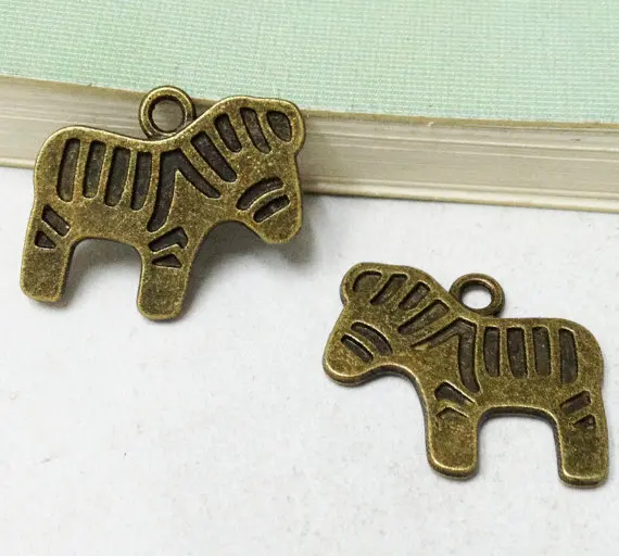 Фото 10pcs Antique Bronze Lovely Zebra Horse Charms Pendants 16x21mm C202-6 | Украшения и аксессуары