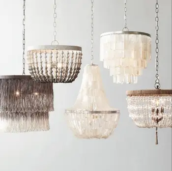 American retro home restaurant aisle bedroom staircase Creative personality hemp rope crystal shell Bedside small chandelier
American retro home restaurant aisle bedroom staircase Creative personality hemp rope crystal shell Bedside small chandelier