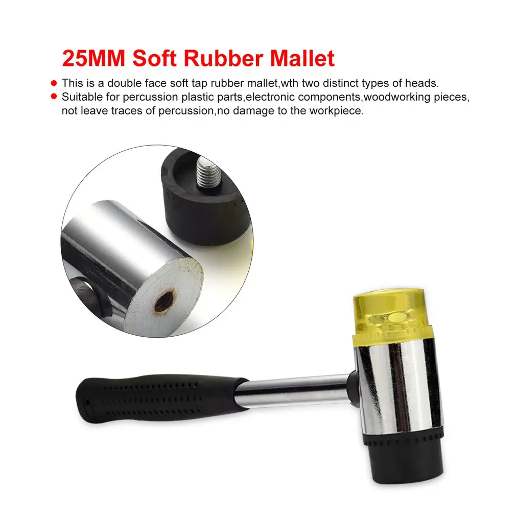 with Ergonomic Design for Long use Rubber Hammer Comfortable Grip Tool 25 mm Multifunctional Double Flat Hammer 