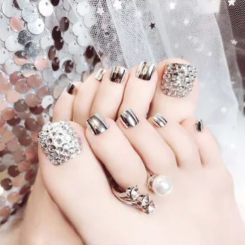 Beauty Chic False Toe Nails Shining Metallic Silver Color Foot Nail Arts High Quality 3D Full Cover Artificial Nails with Glue
Beauty Chic False Toe Nails Shining Metallic Silver Color Foot Nail Arts High Quality 3D Full Cover Artificial Nails with Glue