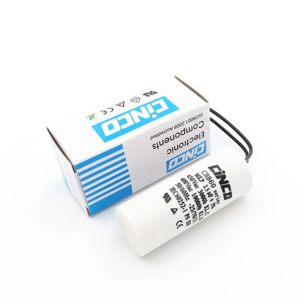 2.5UF 400V 450V CBB60 Motor Run Capacitor wire SH DB Double Faston Ac 450VAC Water Pump electrical engine 2.5mfd 2.5mf
2.5UF 400V 450V CBB60 Motor Run Capacitor wire SH DB Double Faston Ac 450VAC Water Pump electrical engine 2.5mfd 2.5mf