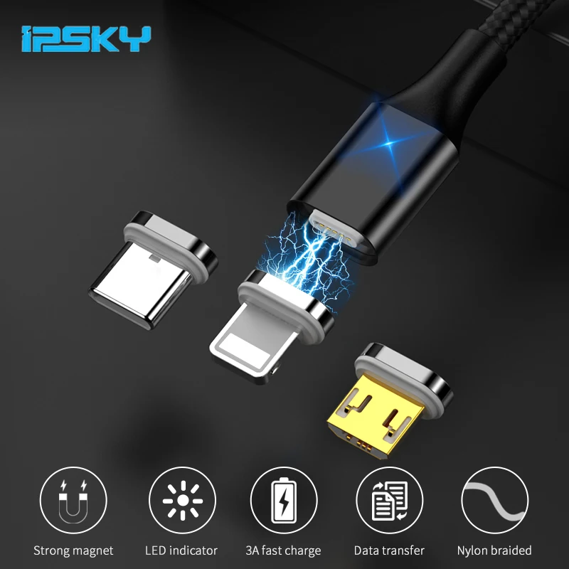 IPSKY USB C Cable Magnetic 3A Fast Charging Cables MicroUSB Cable For Iphone Lightning Phone Data Cord For Xiaomi/Huawei/Samsung
IPSKY USB C Cable Magnetic 3A Fast Charging Cables MicroUSB Cable For Iphone Lightning Phone Data Cord For Xiaomi/Huawei/Samsung