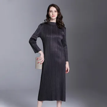 Women Pleated Fashion Office Lady Loose Solid Elegant Mid-calf Turtleneck Autumn Dress
Women Pleated Fashion Office Lady Loose Solid Elegant Mid-calf Turtleneck Autumn Dress