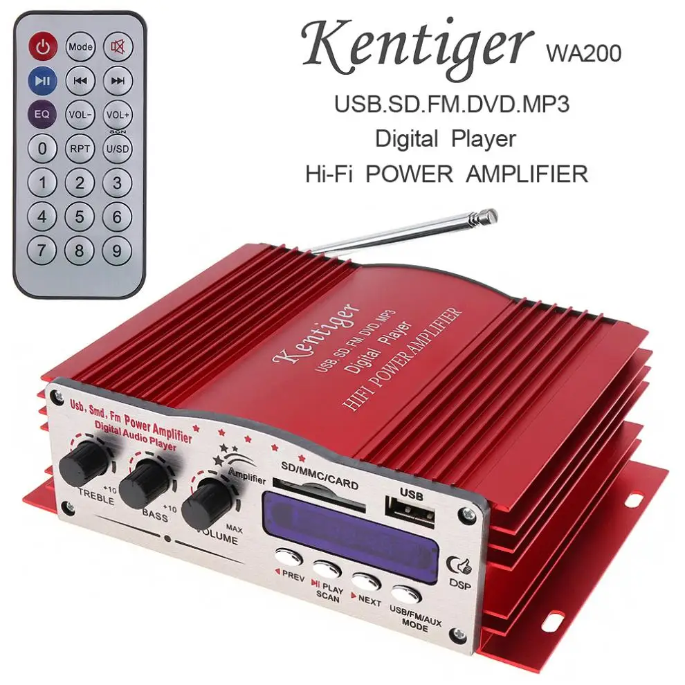 Автомобильный стереоусилитель Kentiger 12 В постоянного тока Hi-Fi FM-радио цифровой