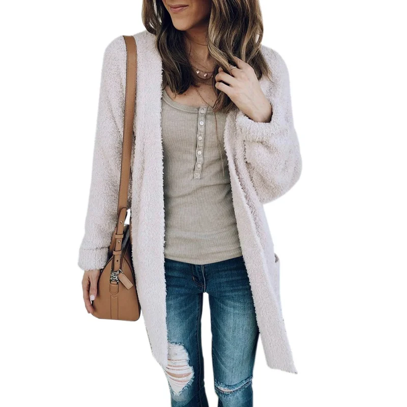 2019 Sweater Female V Collar Cardigans Long Sleeve Thick Velvet Open Stitch Slim Cardigan Warm Long Outerwear Ladies Clothing
2019 Sweater Female V Collar Cardigans Long Sleeve Thick Velvet Open Stitch Slim Cardigan Warm Long Outerwear Ladies Clothing