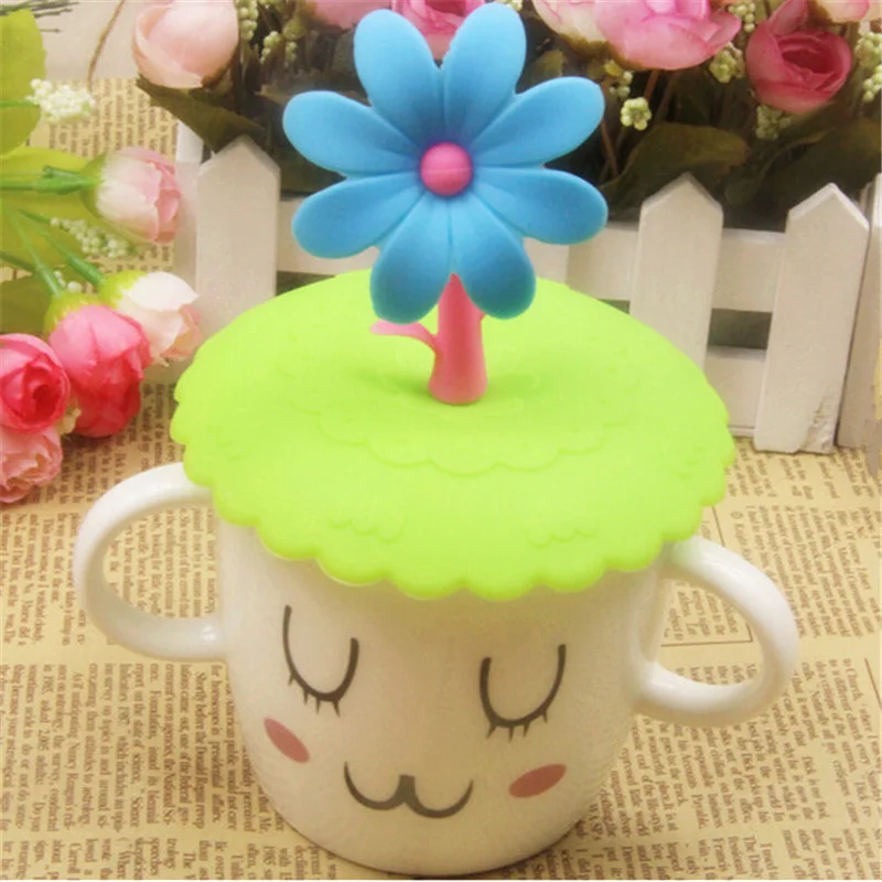 Silicone Leakproof Coffee Mug Suction Lid Cap Airtight Sealed Cup Cover Cute