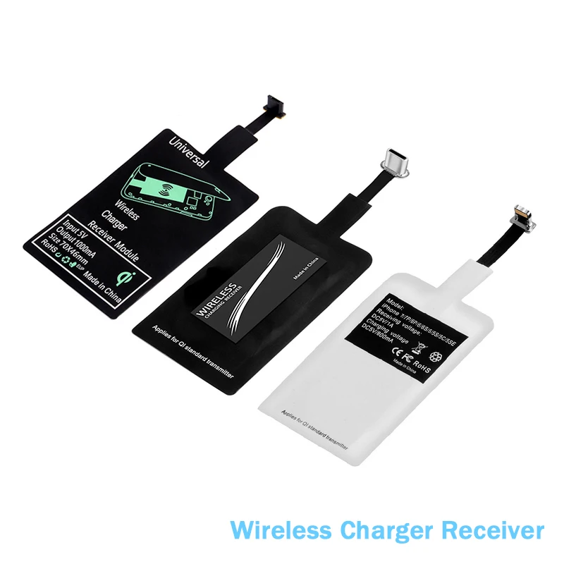 

Wireless Charger Induction Receiver Qi Charging Adapter For iphone 7 6 6S 5S Micro USB Type C Wireless Charge Pad dock Connector