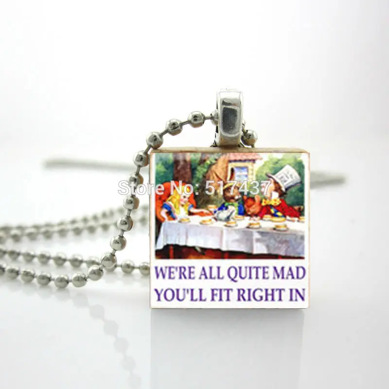 2015 New Wooden Scrabble Tiles We Are All Quite Mad Here Pendant Alice In Wonderland Necklace
2015 New Wooden Scrabble Tiles We Are All Quite Mad Here Pendant Alice In Wonderland Necklace