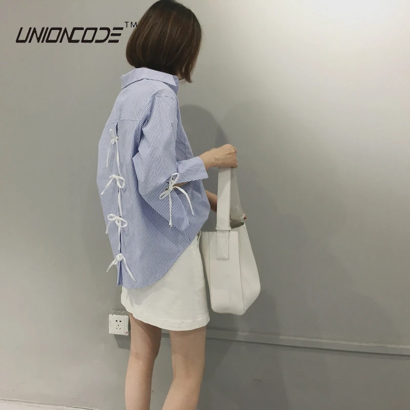 Female Tops women blouse shirt Blue and White Vertical Striped Contrast Turn-down Collar Flounced Halter Bandage Sexy Blusas
Female Tops women blouse shirt Blue and White Vertical Striped Contrast Turn-down Collar Flounced Halter Bandage Sexy Blusas